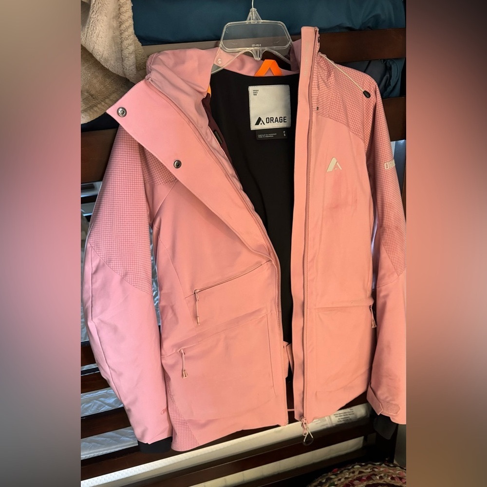 Women’s ORAGE Grace insulated down filled ski snowboard jacket SMALL pink